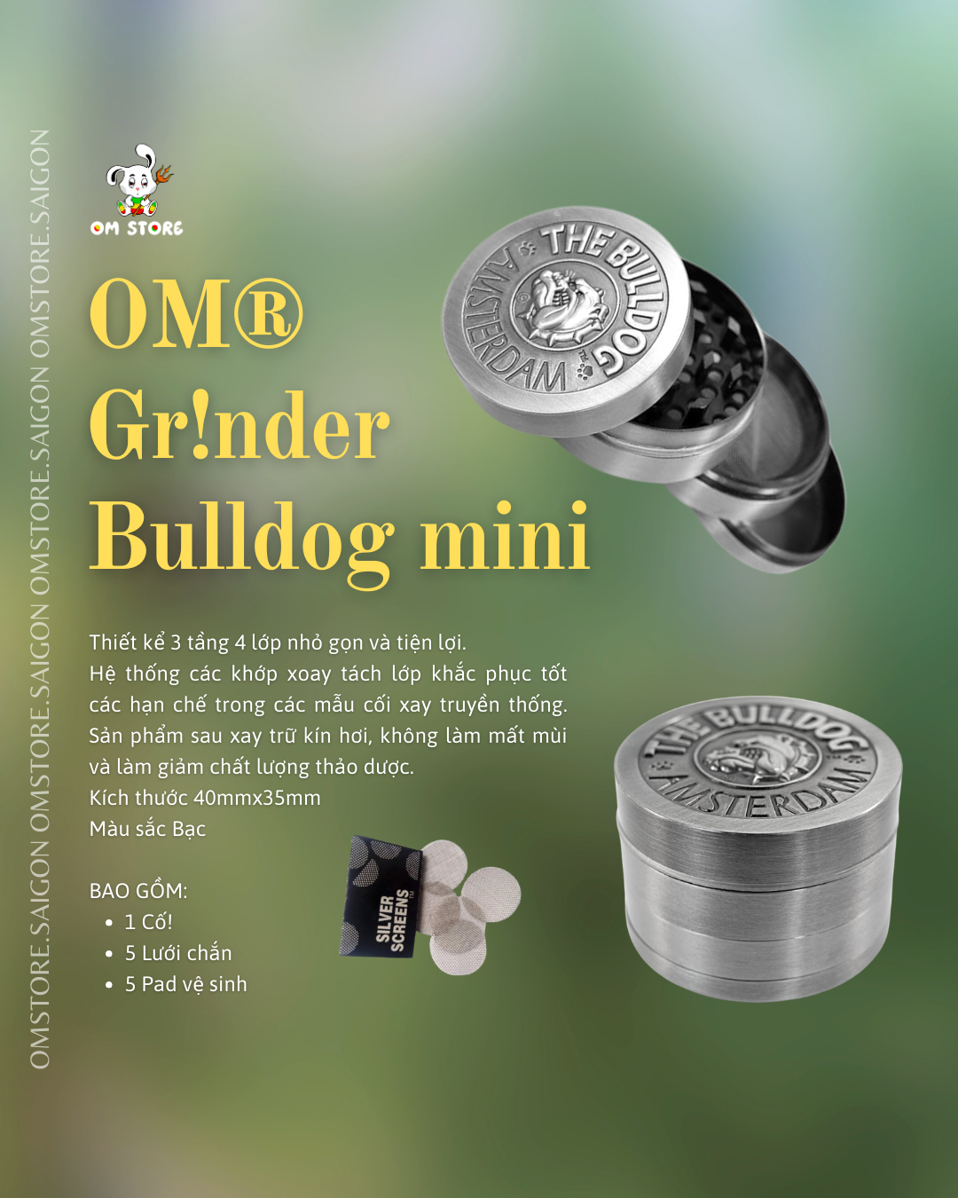 Cối The Bulldog® Amsterdam Hà Lan 40MM (Freeship hôm nay)
